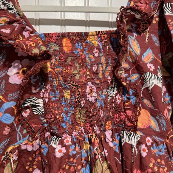 Anthropologie Maeve Floral Zebra Peasant Blouse Boho Size Small - Picture 9 of 9